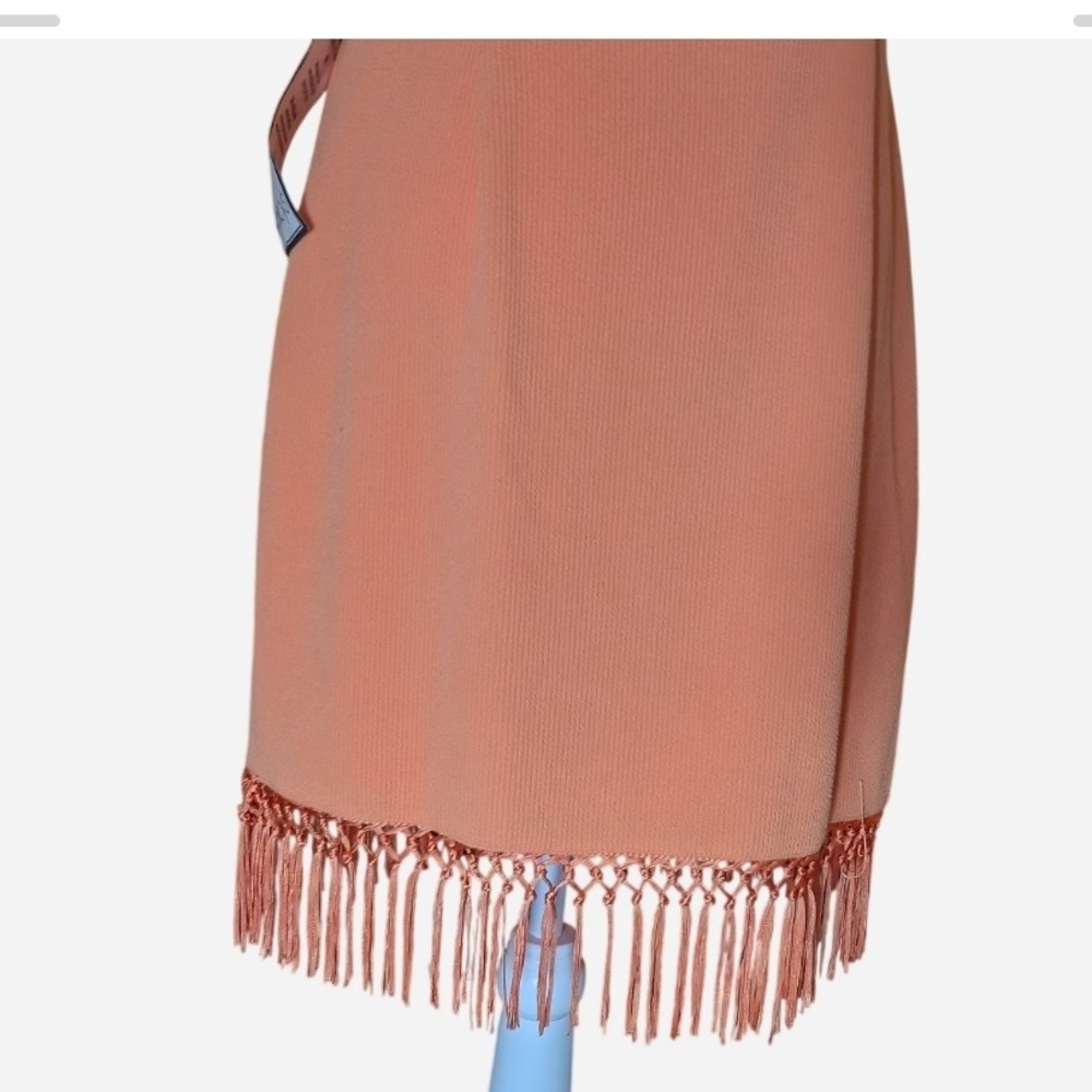 Adrianna Papell Fringe Sheath Halter dress Size 12 - Picture 8 of 13